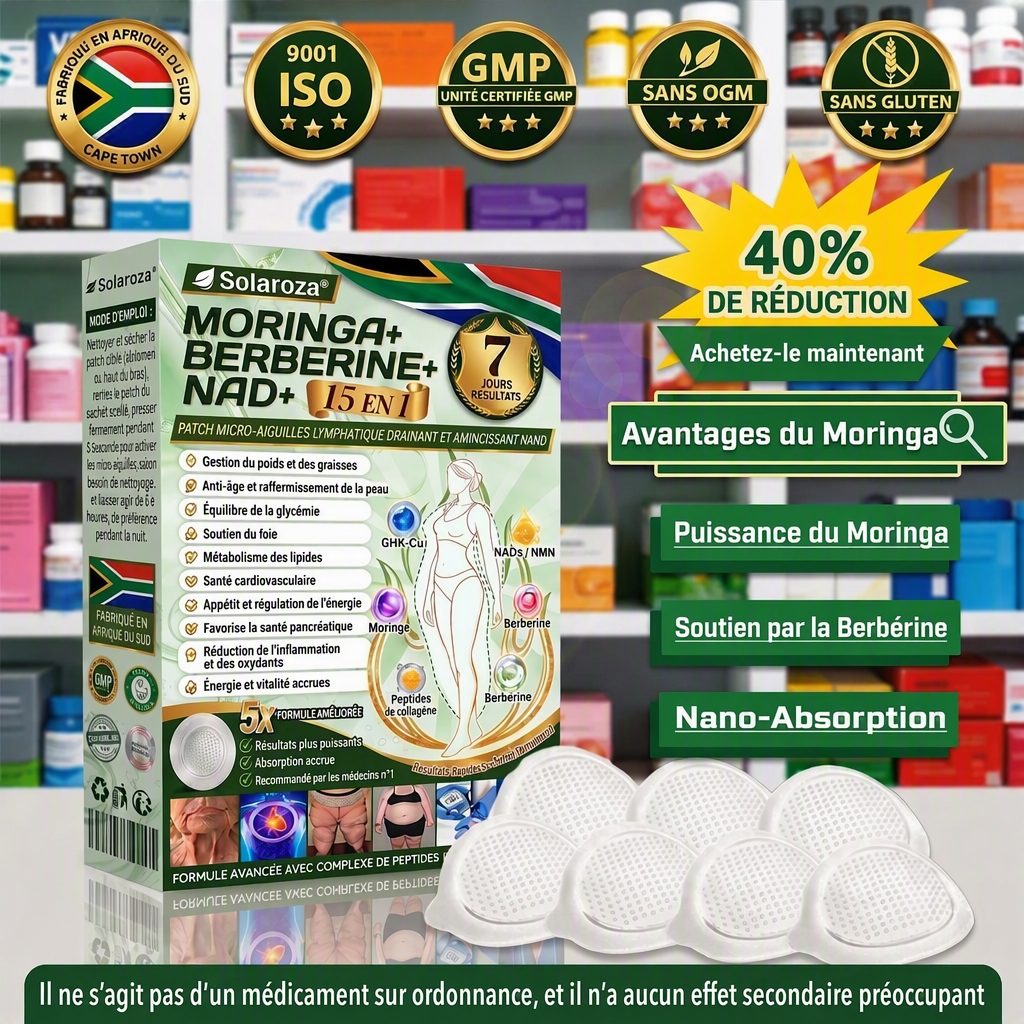 🏅Official Store | 🍋 solaroza® Moringa & Berberine 10-IN-1 Advanced Nano Microneedle 1 Patch (Once Daily, visible changes in 7 days) ✅ Obesity, Diabetes, Sleep Apnea, And Joint Issues