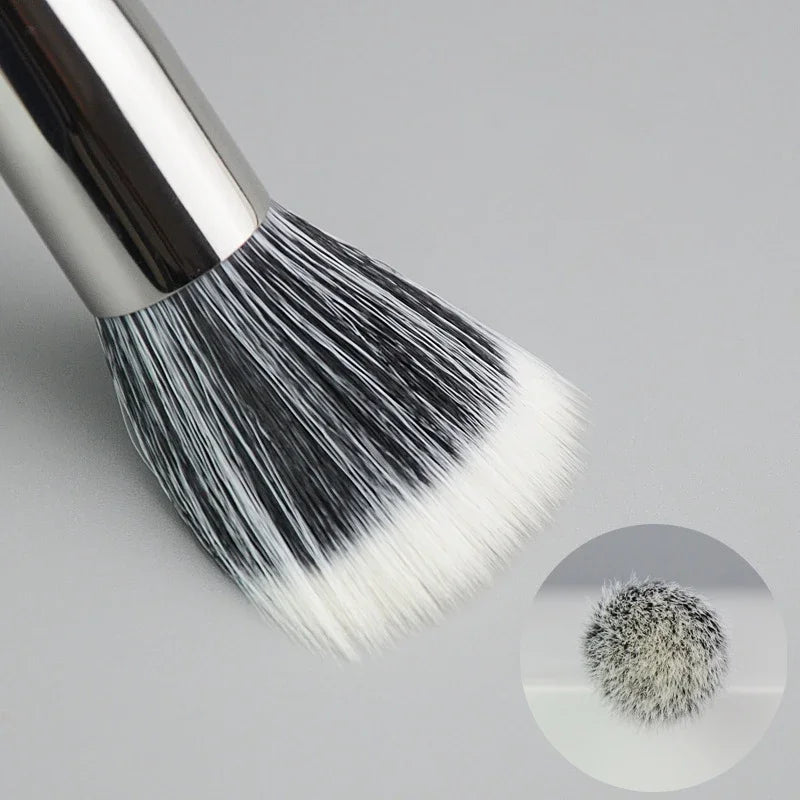 Pointillator brush Blush brush Pure wool flat head Cangzhou makeup brush Soft bristle wooden handle Beauty tool